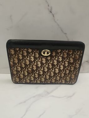 Authentic Vintage Dior Trotter Canvas Clutch With Digital COA